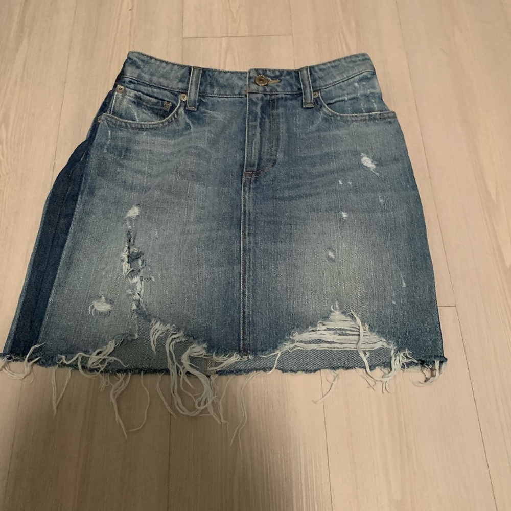 Pistola Distressed Denim Skirt!